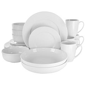 Elama Maisy 18-Pc Round Porcelain Dinnerware Set in White