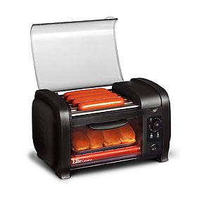 Elite Cuisine Black Hot Dog Roller and Toaster Oven