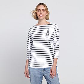 Elle Get the Look Striped Graphic Tee