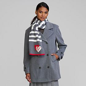 Elle Get the Look Striped Scarf with Red Heart