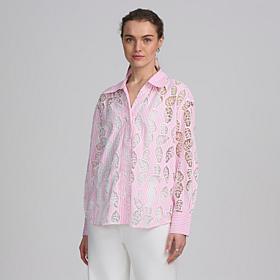 Elle Live Get the Look Striped Lace Shirt