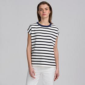 Elle Live Striped Knit Top with Embellishment