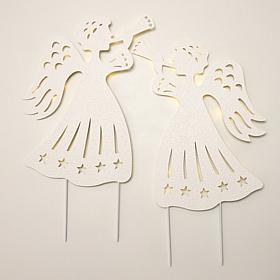Emryn House S/2 Illuminated 30" Angel Yard Stakes