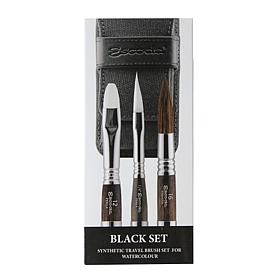 ESCODA Synthetic Watercolor Travel Brush Set 1272 Black Series