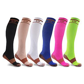 Extreme Fit 6-pk Copper Infused Everyday Knee-High Compression Socks