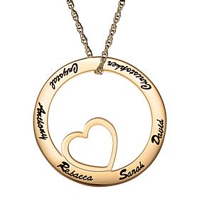 Family Name Open Circle with Heart Necklace