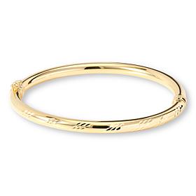 Fiorenza 18K Gold-Plated Diamond-Cut Oval Hinged Bangle Bracelet