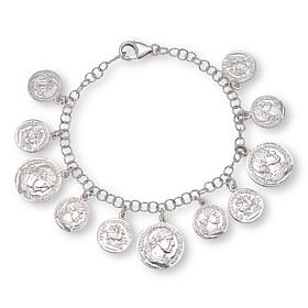 Fiorenza Replica Roman Coin Charm Rolo Chain Bracelet