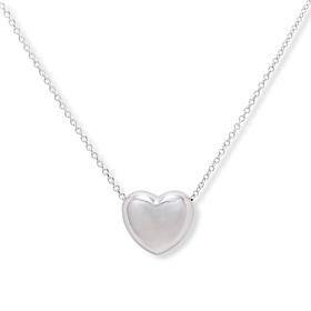 Fiorenza Sterling Silver Puffy Heart Drop Necklace