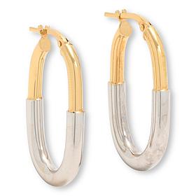 Fiorenza Two-Tone Polished Oval Hoop Earrings