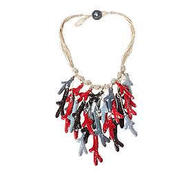 Floreia Pacquit 22-3/4" Abstract Fringe Adjustable Bib Necklace