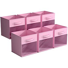 Foldable Storage Cube Bins 6-Pack with Clear Window