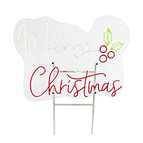 Fraser Hill Farm 3-ft. Neon White & Red Merry Christmas Sign with L...