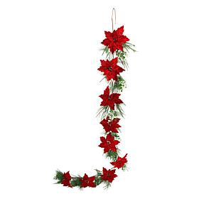 Fraser Hill Farm 9-Ft. Real Feel Foam Poinsettia Garland