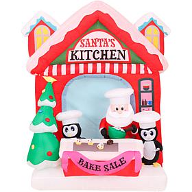Fraser Hill Farms 7 Ft. Tall Pre-Lit Inflatable Santa's Kitchen
