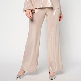 G by Giuliana 24K Shine Knit Pull-On Wide-Leg Flare Pant