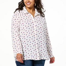 G by Giuliana Americana Printed Crepe Button-Up Blouse