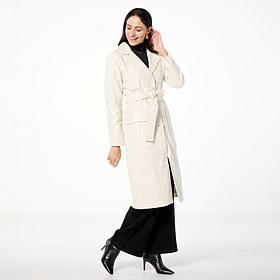 G by Giuliana Black Label Croco-Embossed Faux Leather Trench Coat