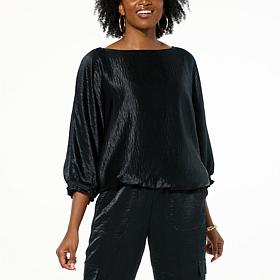 G by Giuliana Black Label Dolman-Sleeve Satin Top