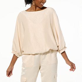 G by Giuliana Black Label Dolman-Sleeve Satin Top