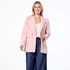 G by Giuliana Black Label Embroidered Woven Blazer