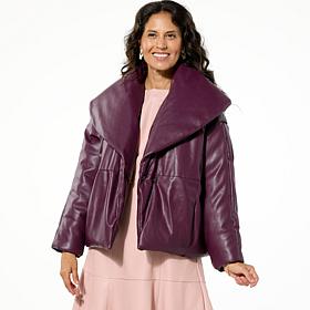 G by Giuliana Black Label Faux Leather Puffer Jacket