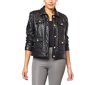 G by Giuliana Black Label Quilted Faux Leather Jacket