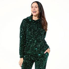 G by Giuliana Black Label Sequin Velour Knit Hoodie