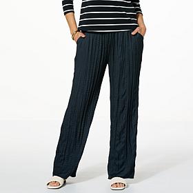 G by Giuliana Crinkled Woven Pull-On Wide Leg Pant
