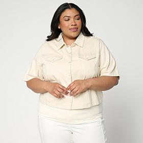 G by Giuliana Diamond-Quilted Textured Denim Jacket