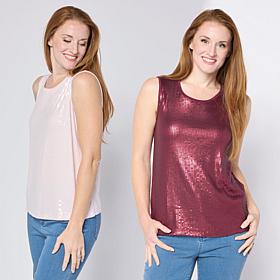 G by Giuliana ECOLUX 2-pack Tank with Sequin Front