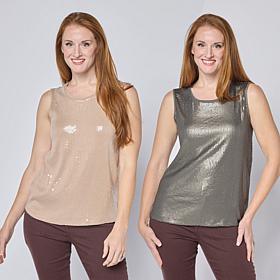 G by Giuliana ECOLUX 2-pack Tank with Sequin Front