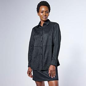 G by Giuliana Faux Suede Button-Down Shirt