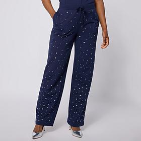 G by Giuliana French Terry Rhinestone Wide Leg Pant 