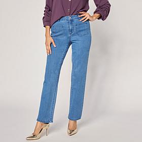 G by Giuliana G-5 Denim Patch Pocket Straight-Leg Pant