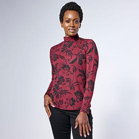 G by Giuliana G-Knit Printed Mock Neck Top