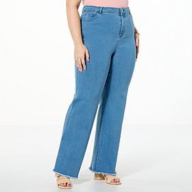G by Giuliana G-Soft Denim Mini Flare-Leg Jean with Raw Edge Hem