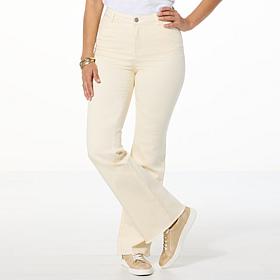 G by Giuliana G-Soft Denim Mini Flare-Leg Jean with Raw Edge Hem