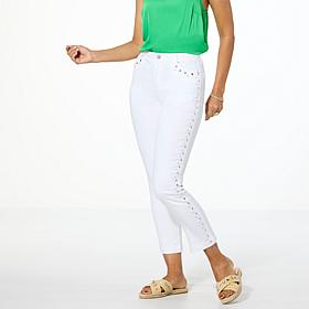 G by Giuliana G-Soft Denim Slim-Leg Ankle Pant with Hardware