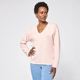 G by Giuliana Knit V-Neck Pullover with High Low Hem