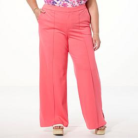 G by Giuliana Ponte Knit Pintucked Wide-Leg Trouser