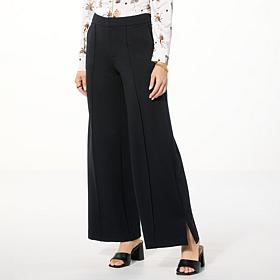 G by Giuliana Ponte Knit Pintucked Wide-Leg Trouser