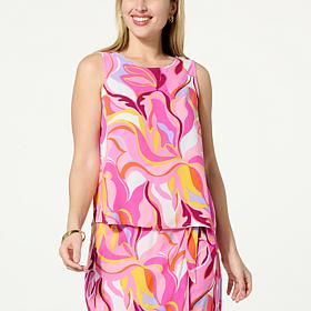 G by Giuliana Printed Challis Sleeveless Shell