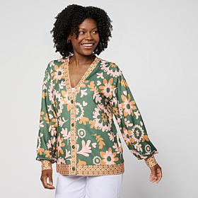 G by Giuliana Printed Knit Cardigan