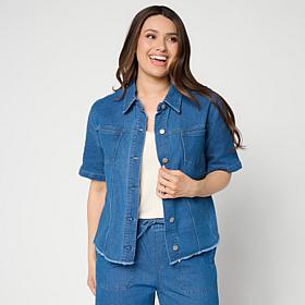 G by Giuliana Short Sleeve Featherweight Denim Jacket