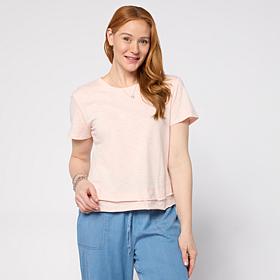 G by Giuliana Short-Sleeve Shirttail Cotton Slub Tee