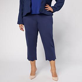 G by Giuliana Siena Knit Ponte Scallop Hem Cropped Pant
