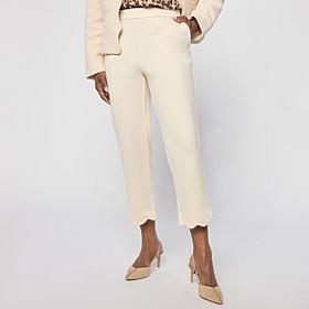 G by Giuliana Siena Knit Ponte Scallop Hem Cropped Pant