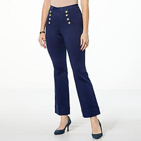 G by Giuliana Stretch G-Soft Denim Bootcut Sailor Pant w/Button Detail