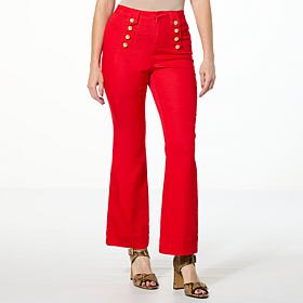 G by Giuliana Stretch G-Soft Denim Bootcut Sailor Pant w/Button Detail